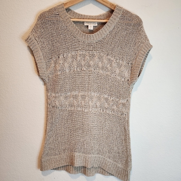 Coldwater Creek Sweater Open Loose Knit Sweater lightweight Tan size S Small 8 - Picture 1 of 5
